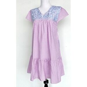 J. Marie Kayla Tiered Midi Dress Purple Gingham
Embroidery tiered medium